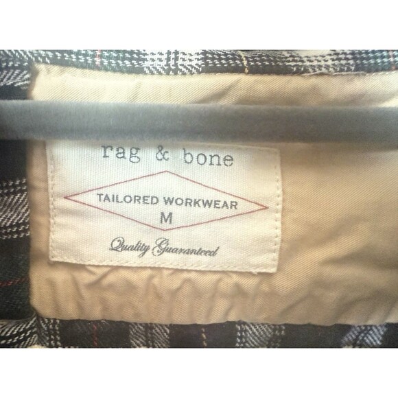 rag & bone Black and White Plaid Casual Button Down Shirt - Picture 6 of 9